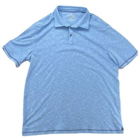 NAT NAST Shirt Size XL Light Blue Heathered  Short Sleeve Polo Shirt Casual - Picture 1 of 8